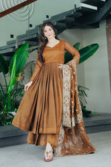 Rakhi Special Gold Crazy Brown Color Sharara Suit