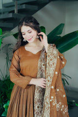 Rakhi Special Gold Crazy Brown Color Sharara Suit