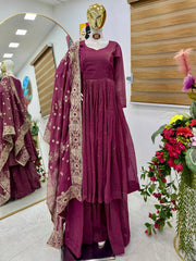 Rakhi Special Gold Crazy Onion Color Sharara Suit