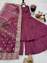 Rakhi Special Gold Crazy Onion Color Sharara Suit