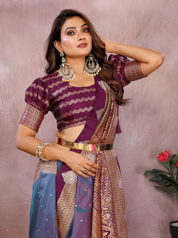 Light Purple Color Traditional Wear Kalamkari Silk Saree