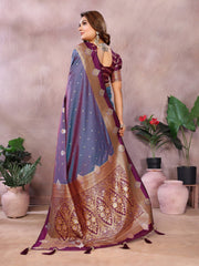 Light Purple Color Traditional Wear Kalamkari Silk Saree