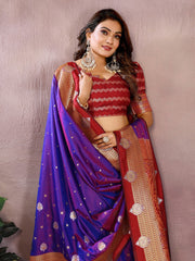 Purple Color Traditional Wear Kalamkari Silk Saree