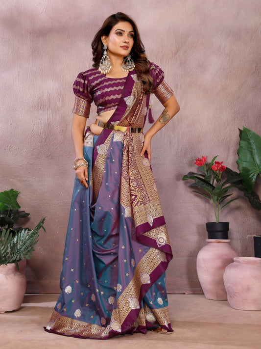 Light Purple Color Traditional Wear Kalamkari Silk Saree