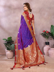 Purple Color Traditional Wear Kalamkari Silk Saree