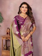 Mehndi Color Traditional Wear Kalamkari Silk Saree