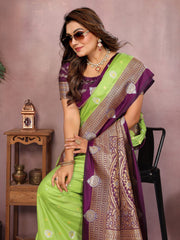 Green Color Traditional Wear Kalamkari Silk Saree