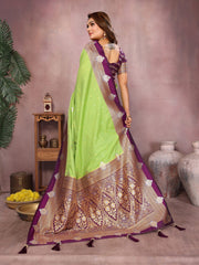 Green Color Traditional Wear Kalamkari Silk Saree