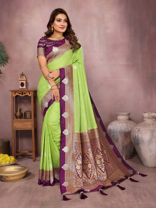 Green Color Traditional Wear Kalamkari Silk Saree