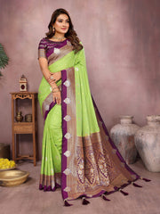 Green Color Traditional Wear Kalamkari Silk Saree