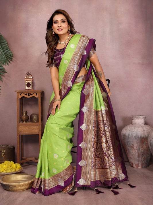 Green Color Traditional Wear Kalamkari Silk Saree