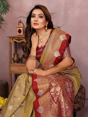Mustard Color Traditional Wear Kalamkari Silk Saree