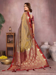 Mustard Color Traditional Wear Kalamkari Silk Saree