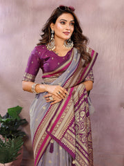 Occasion Wear Lavender Color Designer Silk Saree