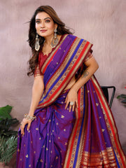 Occasion Wear Purple Color Designer Silk Saree