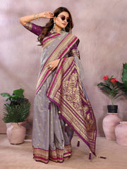 Occasion Wear Lavender Color Designer Silk Saree