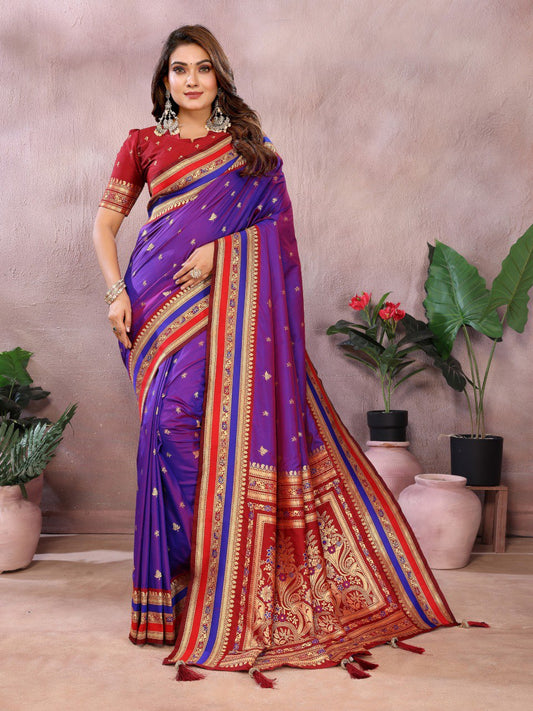 Occasion Wear Purple Color Designer Silk Saree