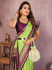 Occasion Wear Green Color Designer Silk Saree