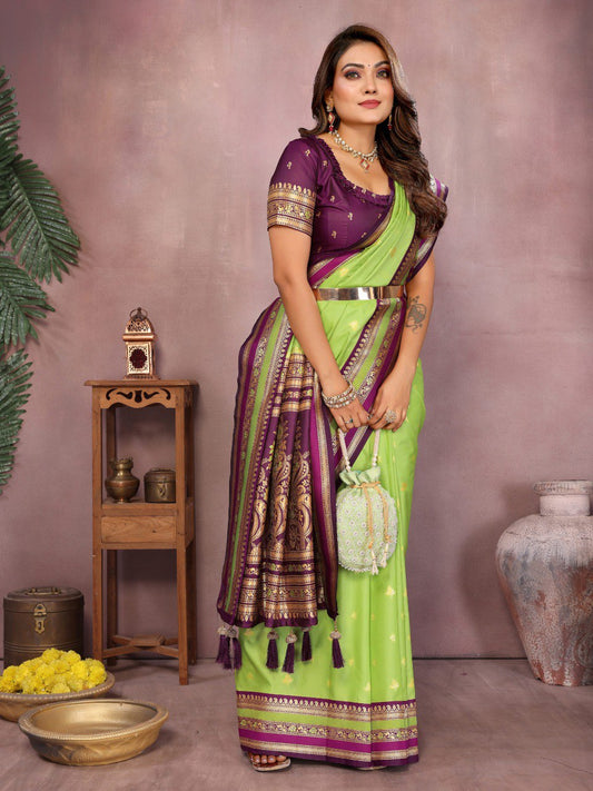 Occasion Wear Green Color Designer Silk Saree