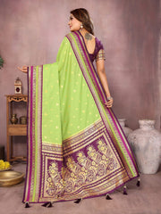 Occasion Wear Green Color Designer Silk Saree