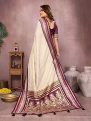 Occasion Wear Off White Color Designer Silk Saree