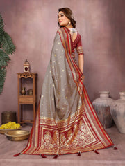 Occasion Wear Gray Color Designer Silk Saree