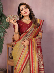 Occasion Wear Mustard Color Designer Silk Saree