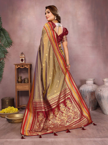 Occasion Wear Mustard Color Designer Silk Saree