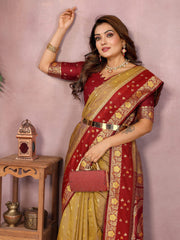 Mustard Color Function Wear Kalamkari Silk Sarees