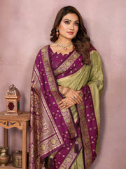Mehndi Color Function Wear Kalamkari Silk Sarees