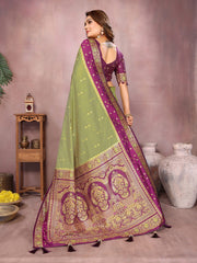 Mehndi Color Function Wear Kalamkari Silk Sarees