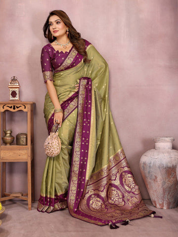 Mehndi Color Function Wear Kalamkari Silk Sarees