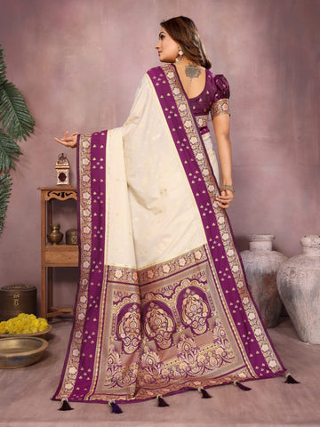 Off White Color Function Wear Kalamkari Silk Sarees