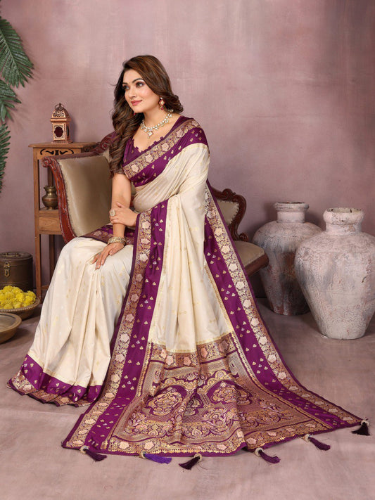 Off White Color Function Wear Kalamkari Silk Sarees