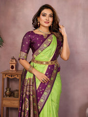 Green Color Function Wear Kalamkari Silk Sarees