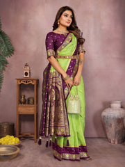 Green Color Function Wear Kalamkari Silk Sarees