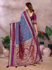 Light Purple Color Function Wear Kalamkari Silk Sarees