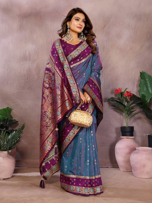Light Purple Color Function Wear Kalamkari Silk Sarees