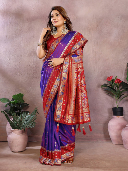 Purple Color Function Wear Kalamkari Silk Sarees
