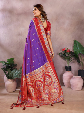 Purple Color Function Wear Kalamkari Silk Sarees