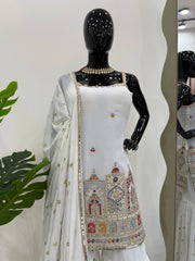 White Color Georgette Stylish Sharara Suit