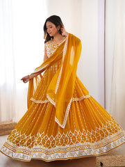 Adorable Heavy Work Yellow Color Top With Lehenga