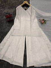 Classy White Color Georgette Palazzo Set