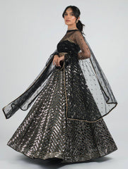 Party Wear Zari Work Black Color Lehenga Choli