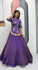 Occasion Wear Sequence Work Purple Color Top With Lehenga
