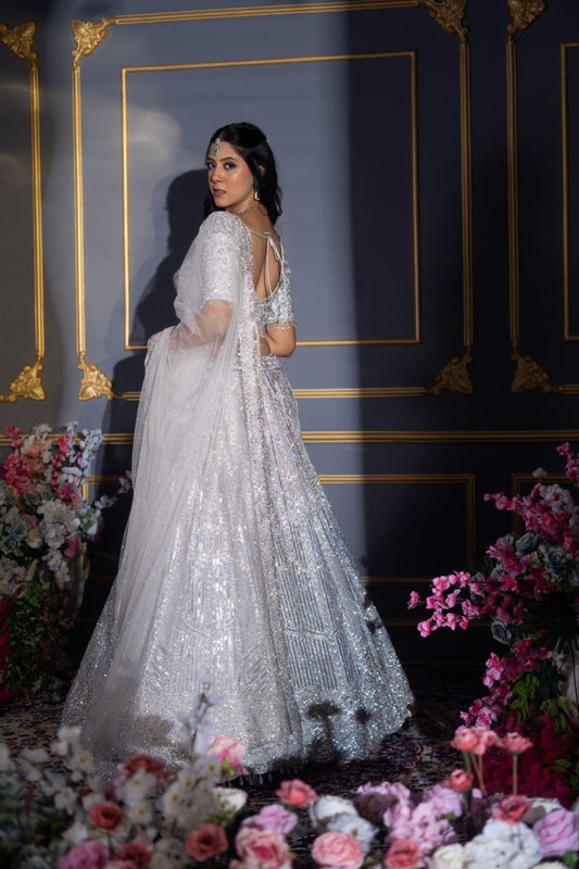 Heavy Flair White Color Marriage Wear Lehenga Choli