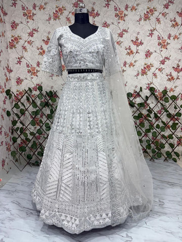 Heavy Flair White Color Marriage Wear Lehenga Choli