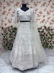 Heavy Flair White Color Marriage Wear Lehenga Choli