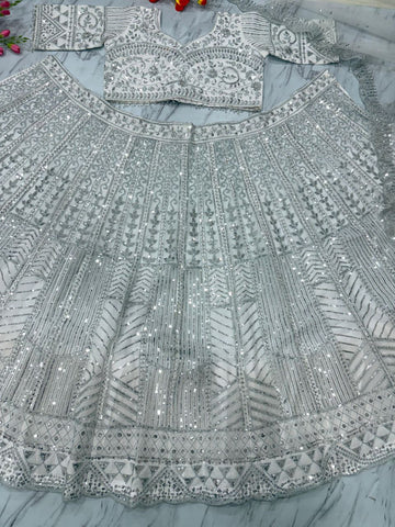 Heavy Flair White Color Marriage Wear Lehenga Choli