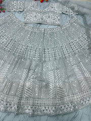 Heavy Flair White Color Marriage Wear Lehenga Choli